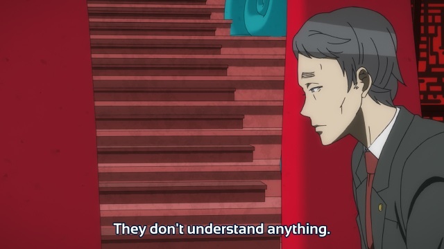 Gatchaman Crowds anime episode 10 - Prime Minister Sugayama complaining nobody understands him